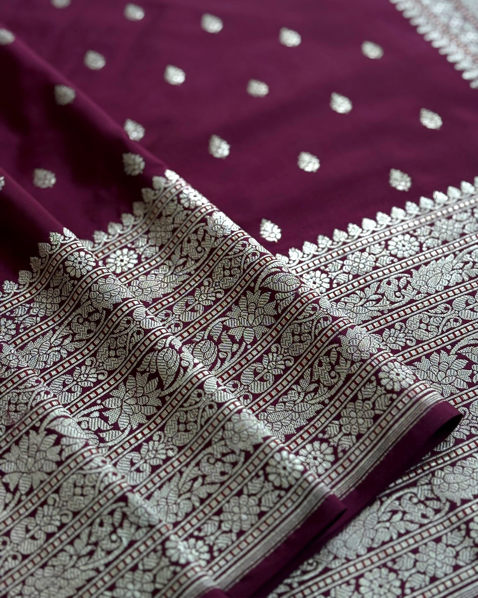 Maroon Banarasi Silk Saree - 036 of 105