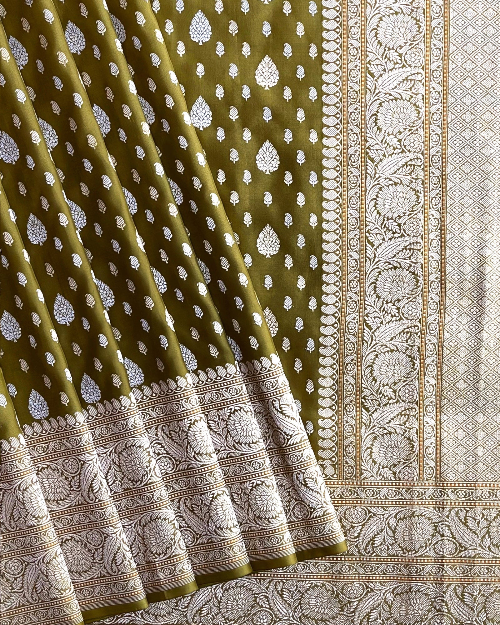 Mehandi Green Banarasi Silk Saree - 035 of 105