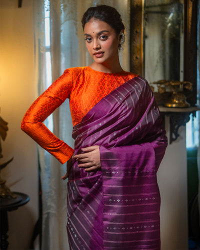 Purple Pure Soft Silk Saree