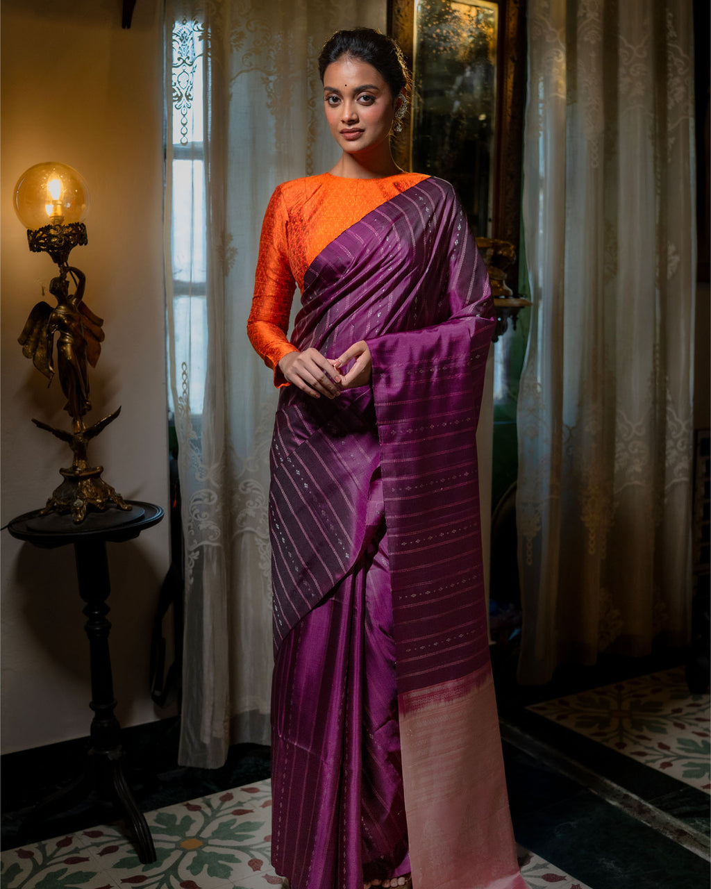 Purple Pure Soft Silk Saree