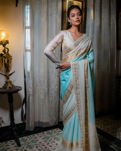 Blue Mysore Crepe Silk Saree