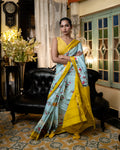 Blue Mysore Crepe Silk Saree