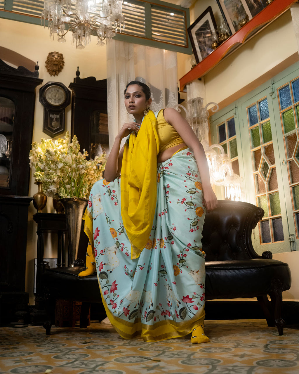 Blue Mysore Crepe Silk Saree
