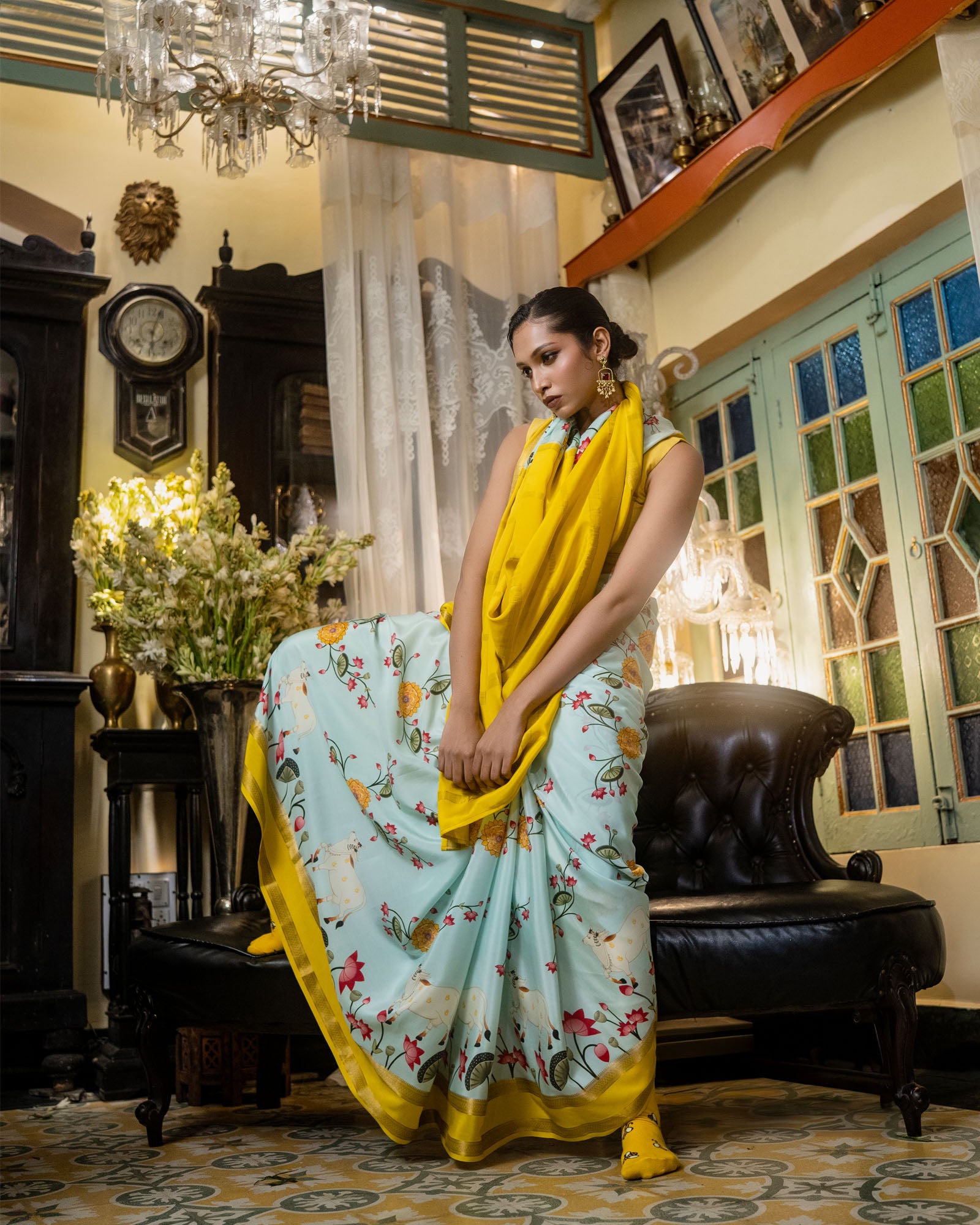 Blue Mysore Crepe Silk Saree