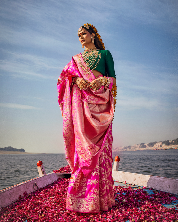 Pink Banarasi Silk Saree