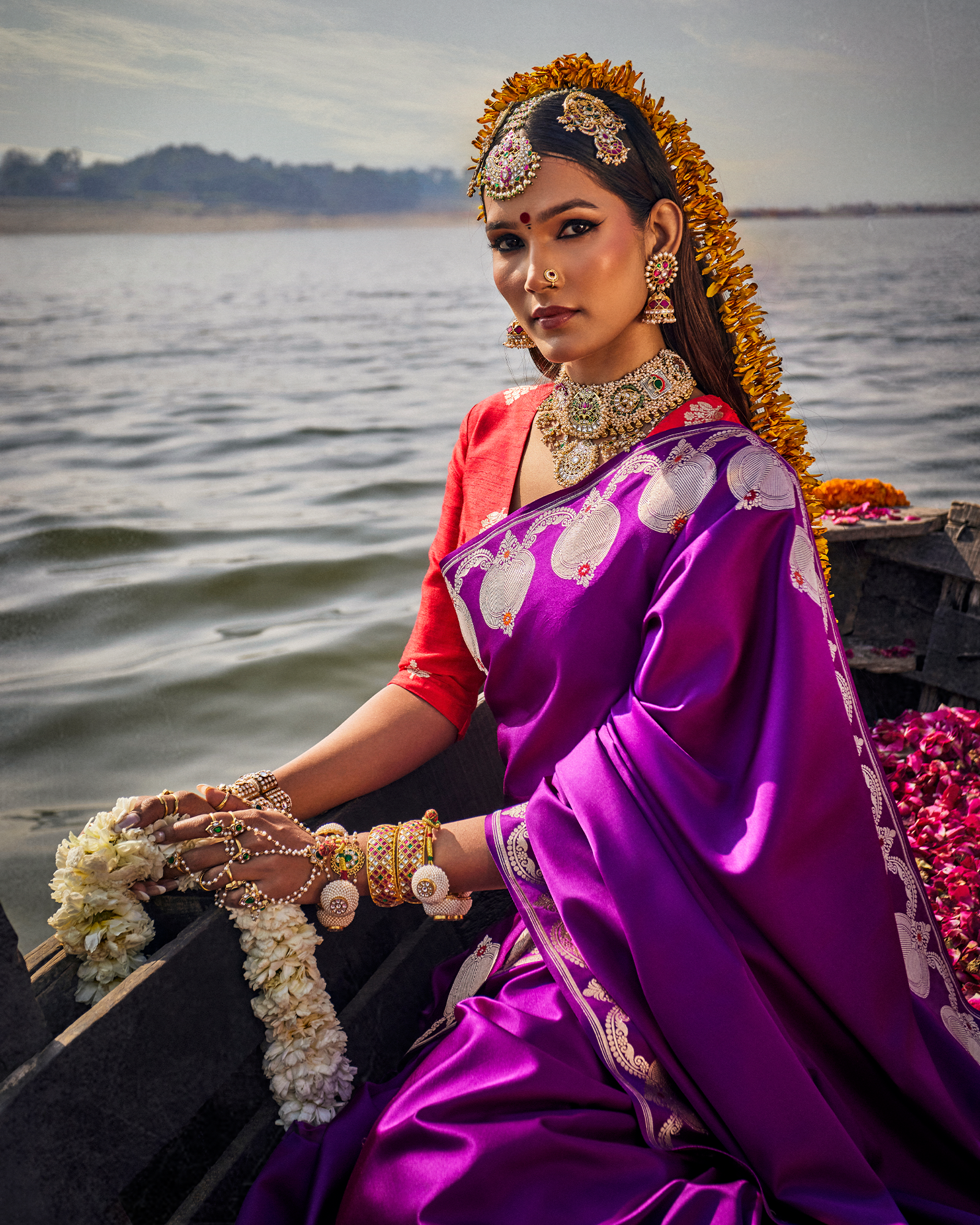 Purple Banarasi Silk Saree
