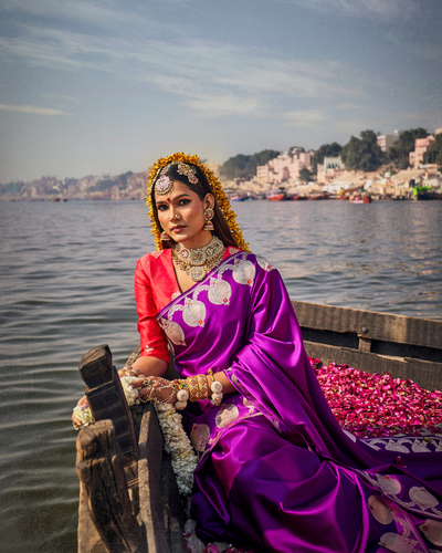 Purple Banarasi Silk Saree