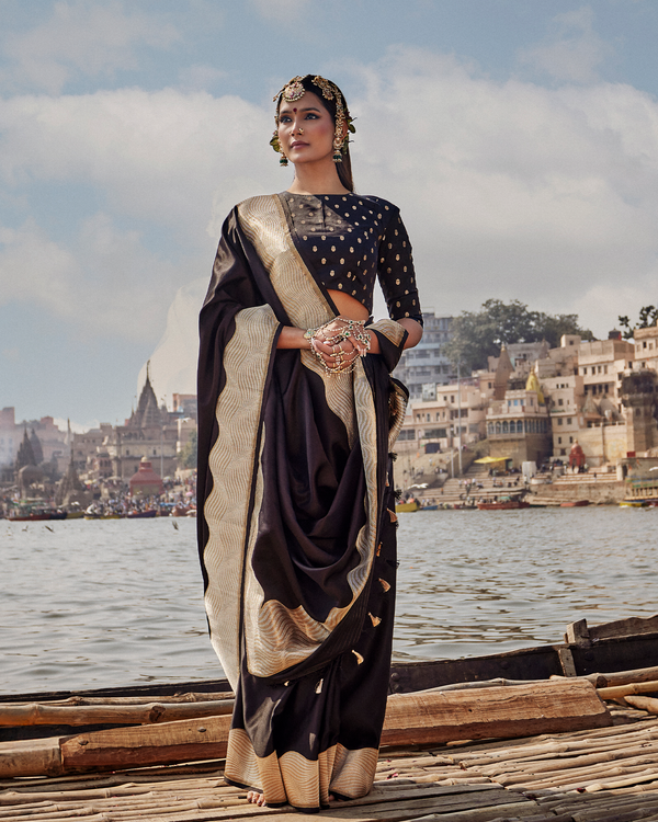Black Banarasi Silk Saree