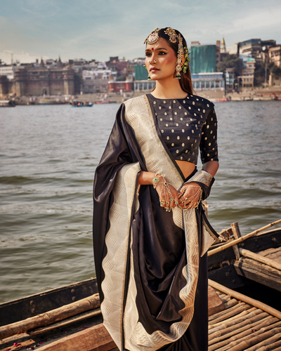 Black Banarasi Silk Saree