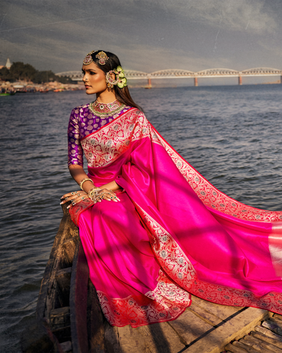 Pink Banarasi Silk Saree