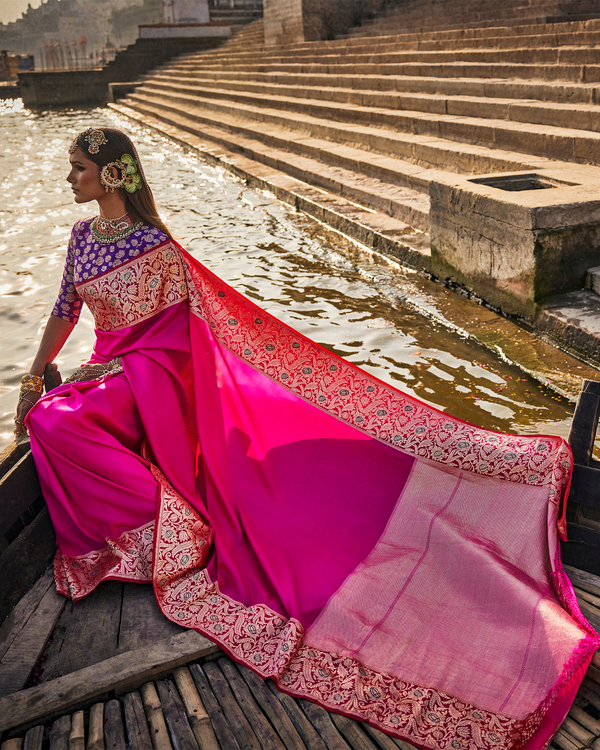 Pink Banarasi Silk Saree