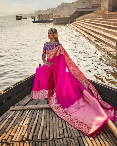 Pink Banarasi Silk Saree