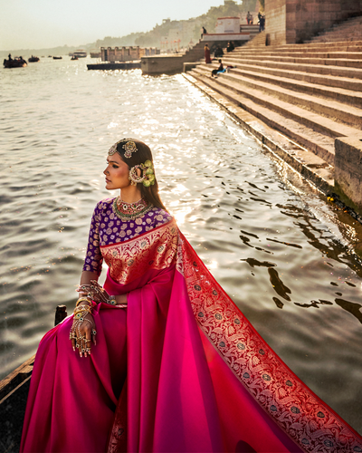 Pink Banarasi Silk Saree