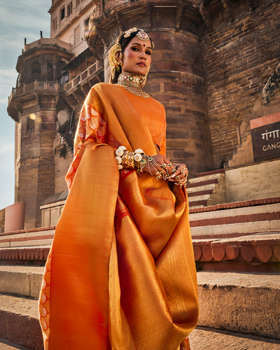 Orange Kanchivaram Silk Saree