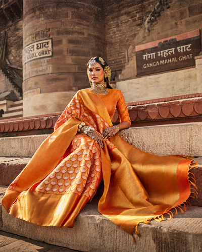 Orange Kanchivaram Silk Saree