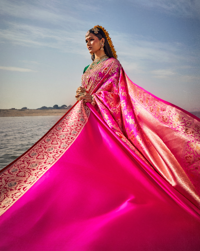 Pink Banarasi Silk Saree