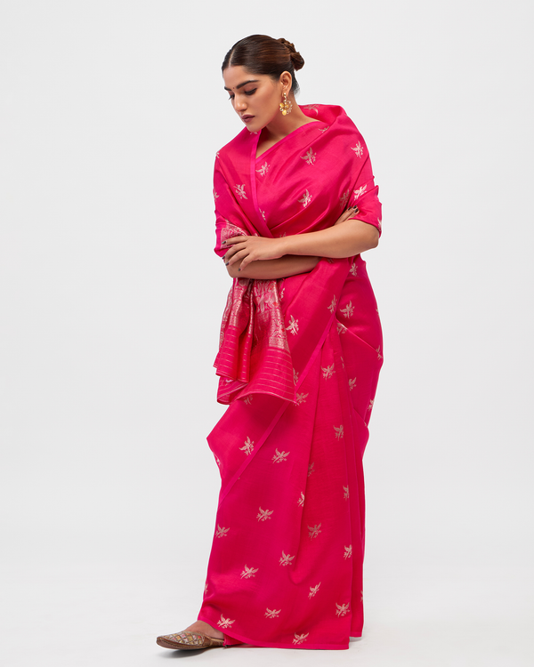 Pink Banarasi Puna Silk Saree