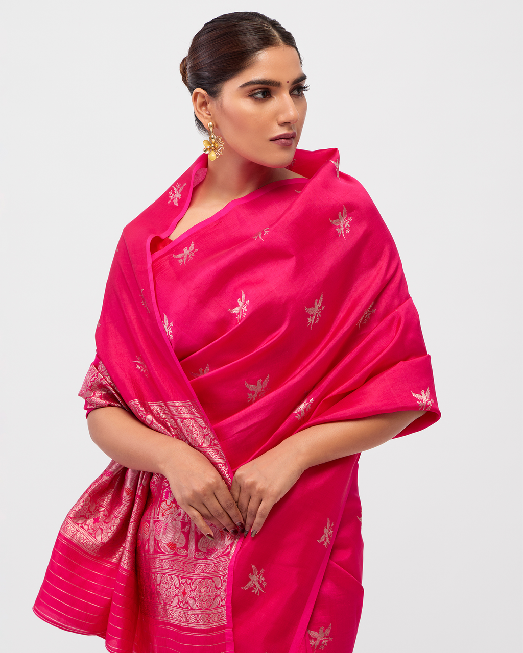 Pink Banarasi Silk Saree
