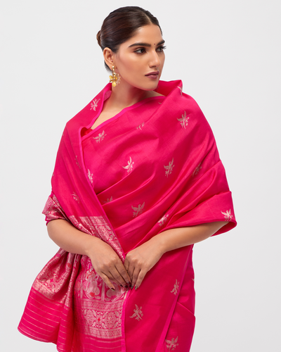 Pink Banarasi Silk Saree