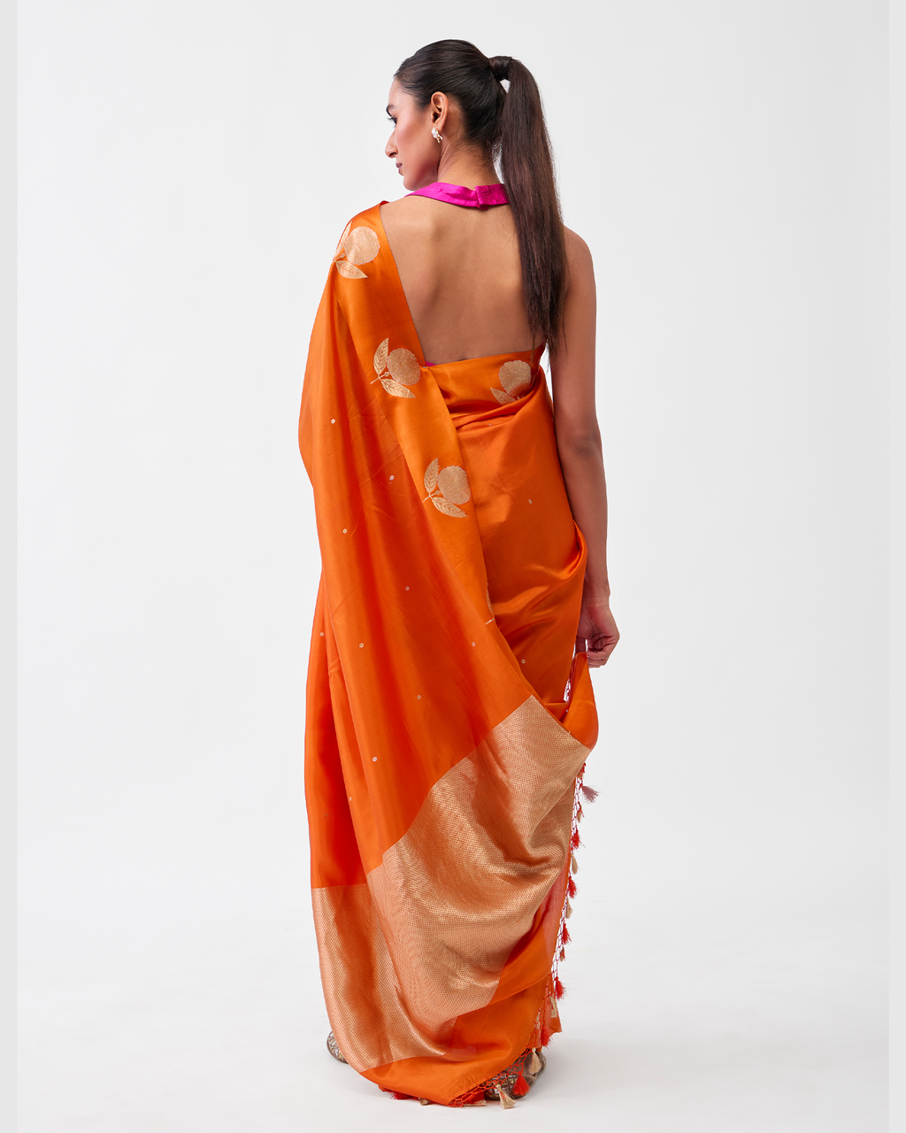 Orange Banarasi Silk Saree