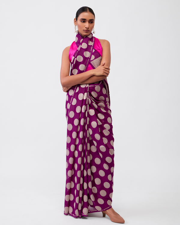 Purple Georgette Silk Saree