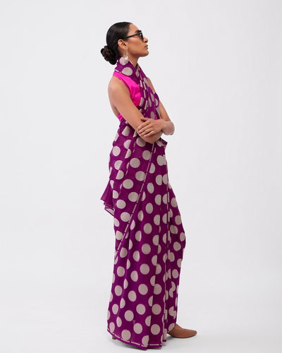 Purple Georgette Silk Saree