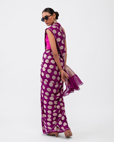 Purple Georgette Silk Saree