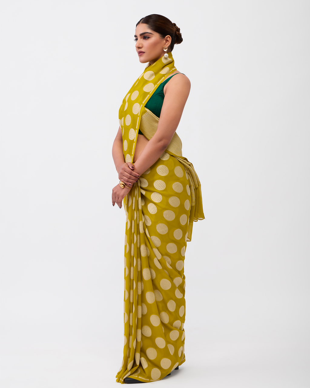 Neon Green Georgette Silk Saree