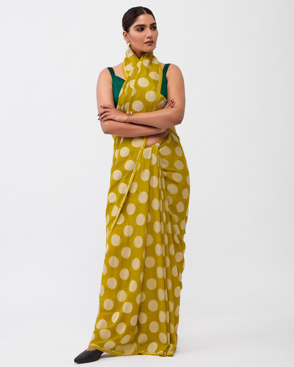 Neon Green Georgette Silk Saree