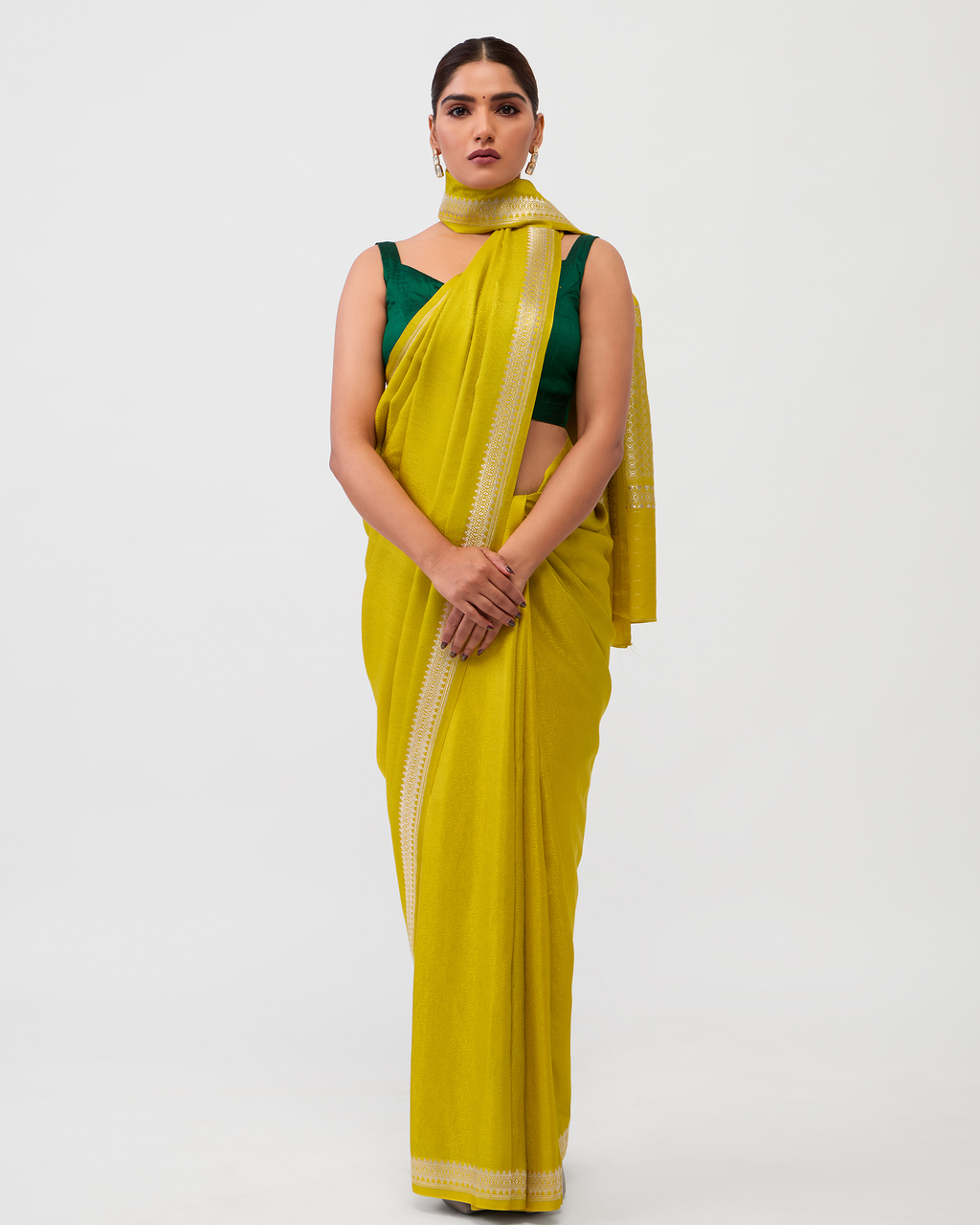 Neon Green Banarasi Silk Saree