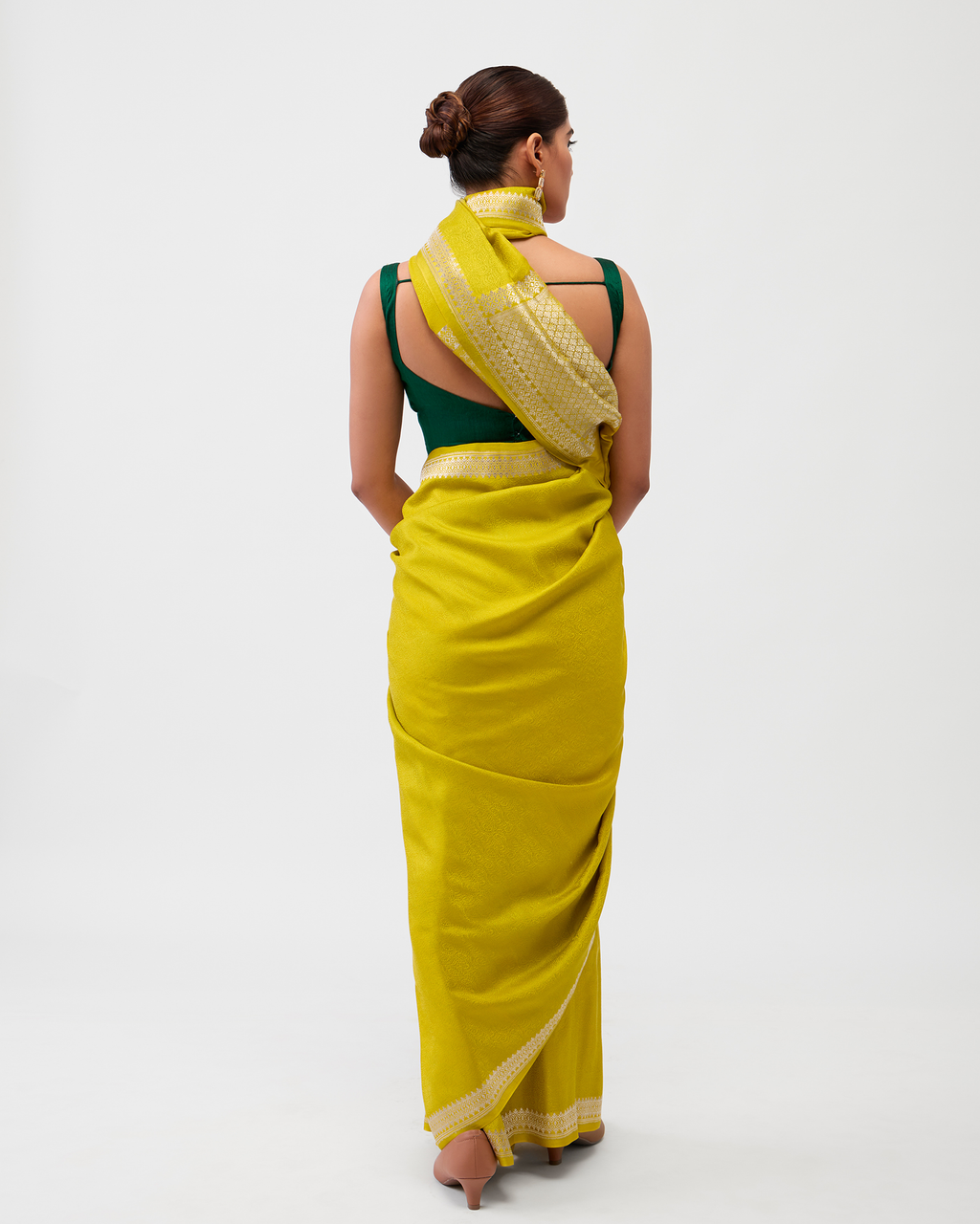 Neon Green Banarasi Silk Saree
