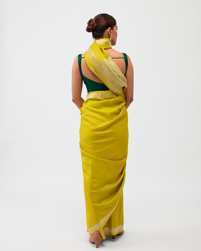 Neon Green Banarasi Silk Saree