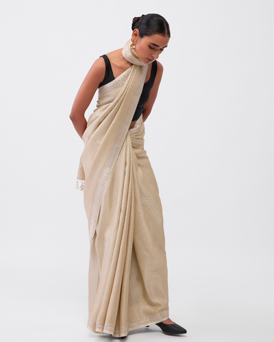 Beige Banarasi Silk Saree