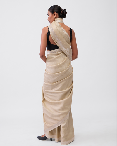 Beige Banarasi Silk Saree