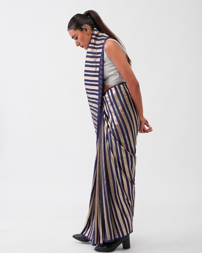 Navy Blue Banarasi Silk Saree