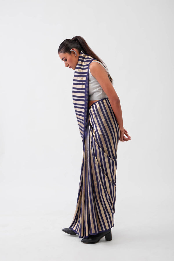 Navy Blue Banarasi Silk Saree