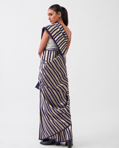 Navy Blue Banarasi Silk Saree