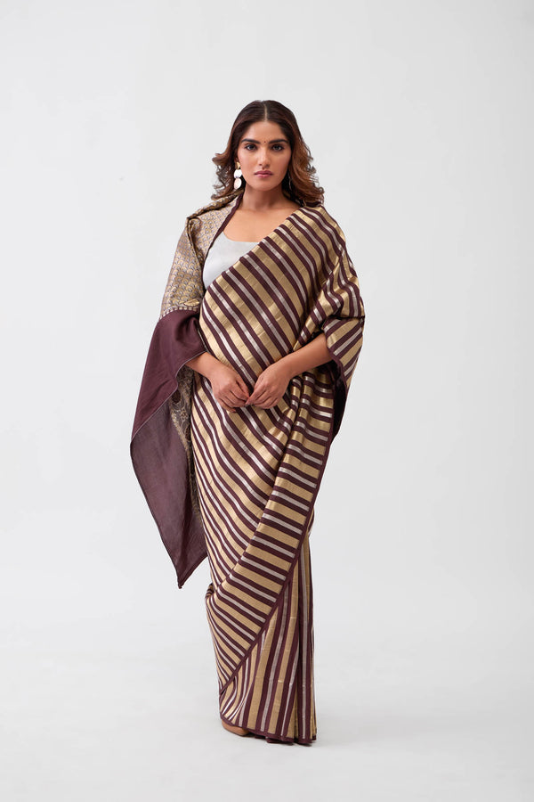 Brown Banarasi Silk saree