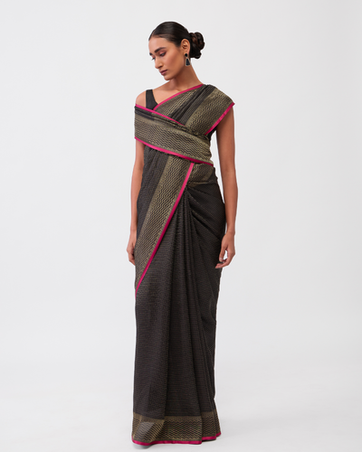 Black Mysore Crepe Silk Saree