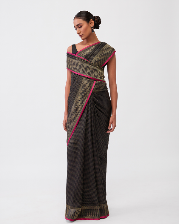 Black Crepe Silk Saree