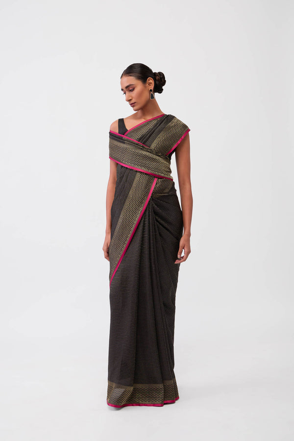 Black Crepe Silk Saree