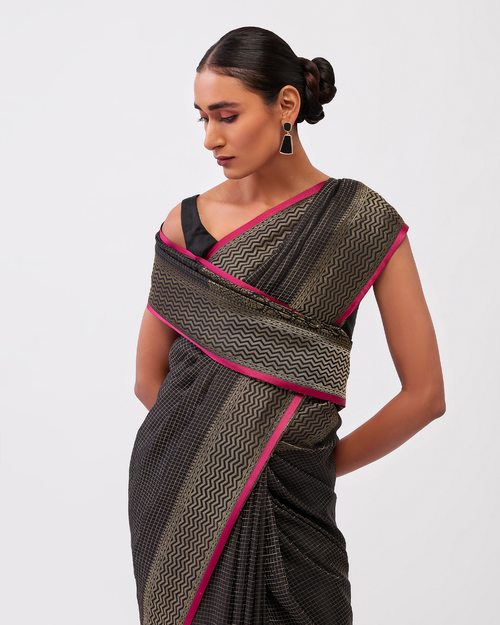 Black Mysore Crepe Silk Saree