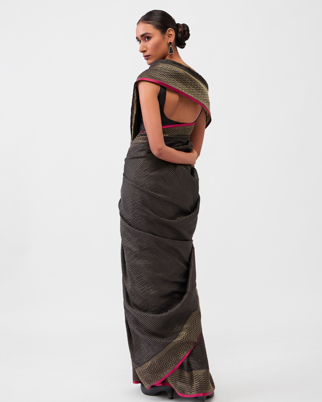 Black Mysore Crepe Silk Saree
