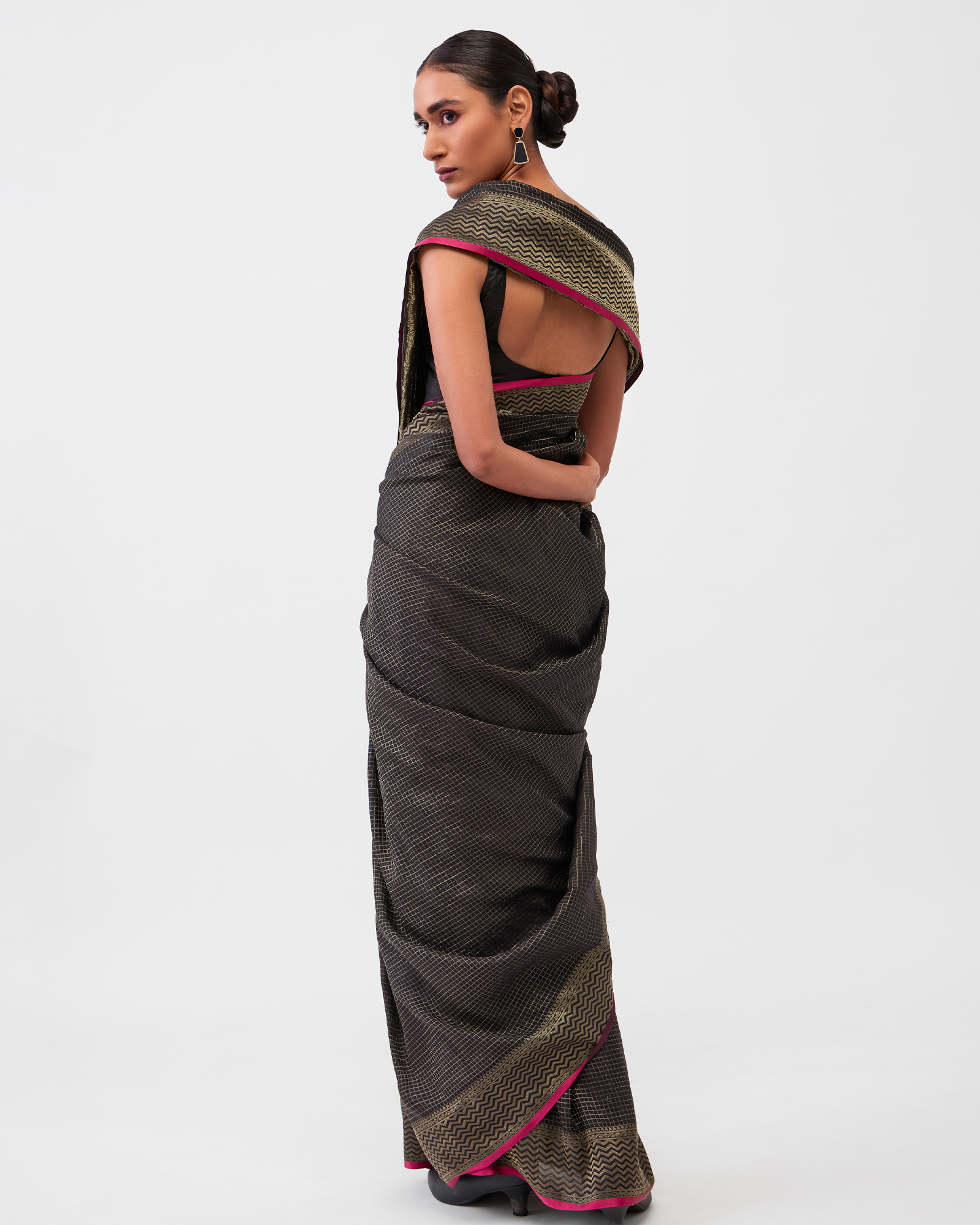 Black Mysore Crepe Silk Saree