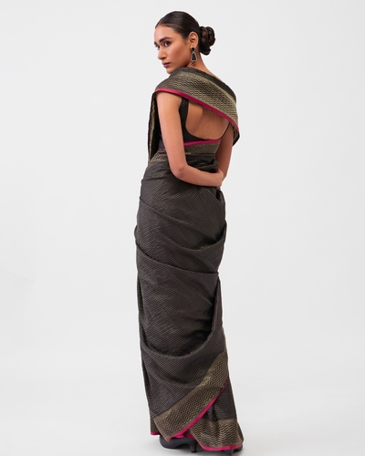 Black Mysore Crepe Silk Saree