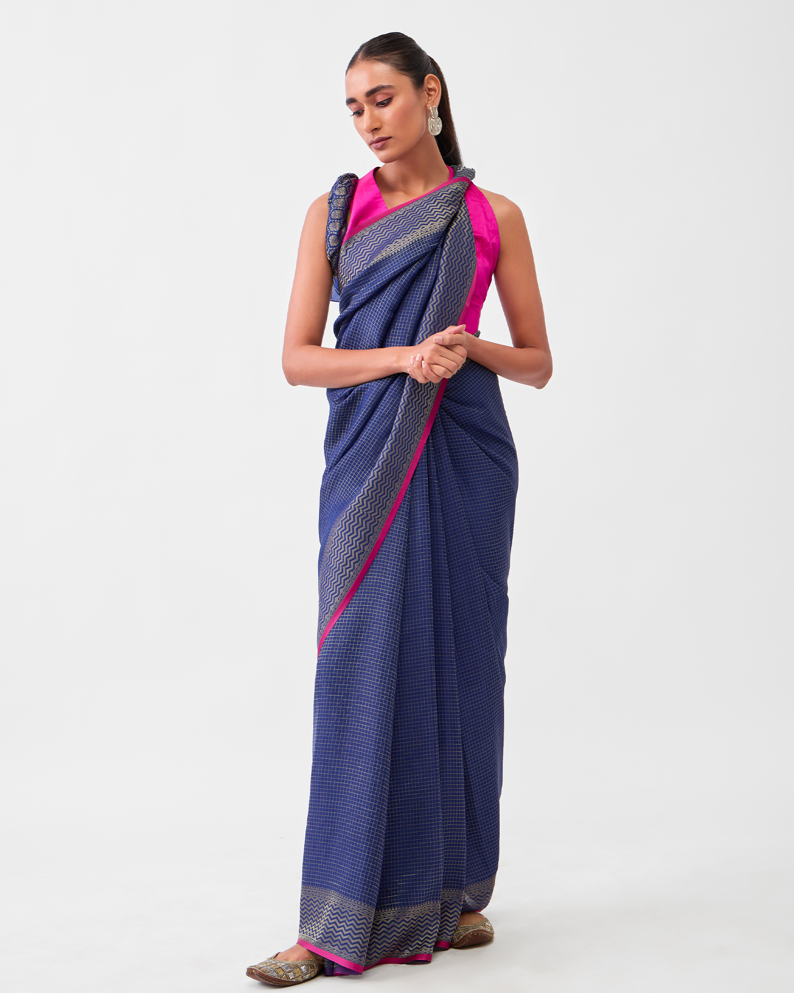 Blue Mysore Crepe Silk Saree