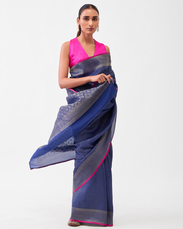 Blue Crepe Silk Saree