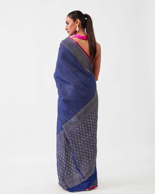 Blue Mysore Crepe Silk Saree