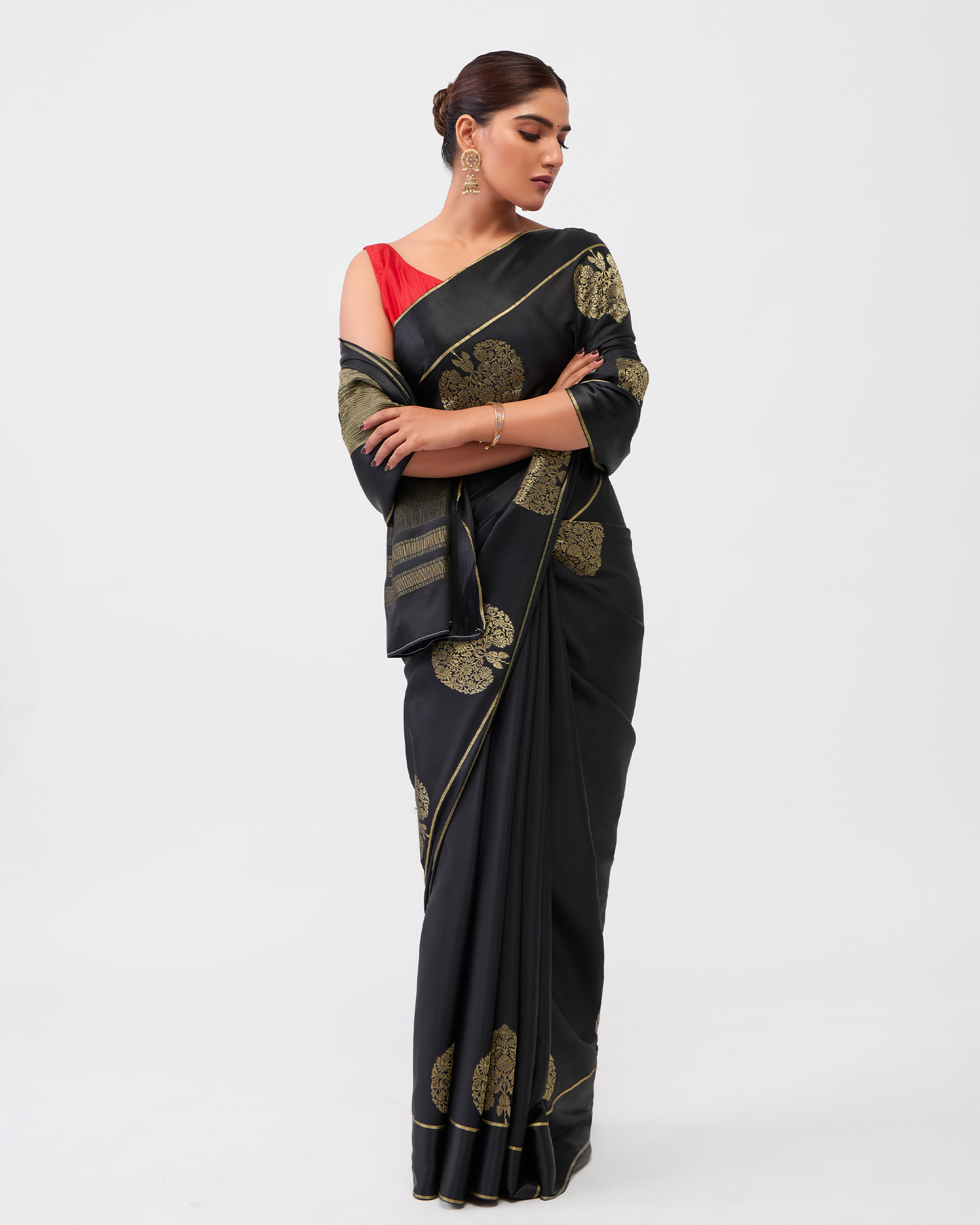 Black Mysore Crepe Silk Saree