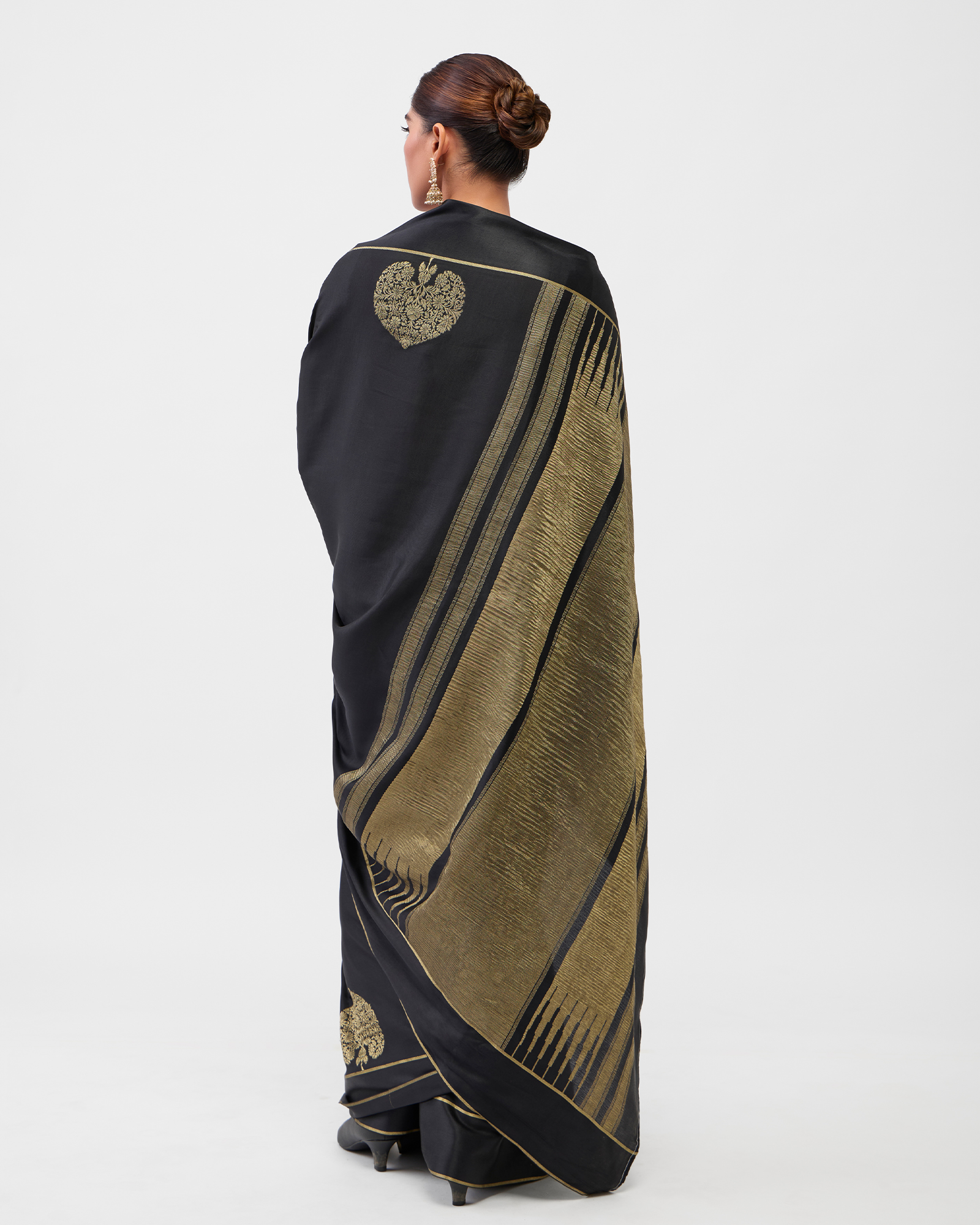 Black Mysore Crepe Silk Saree